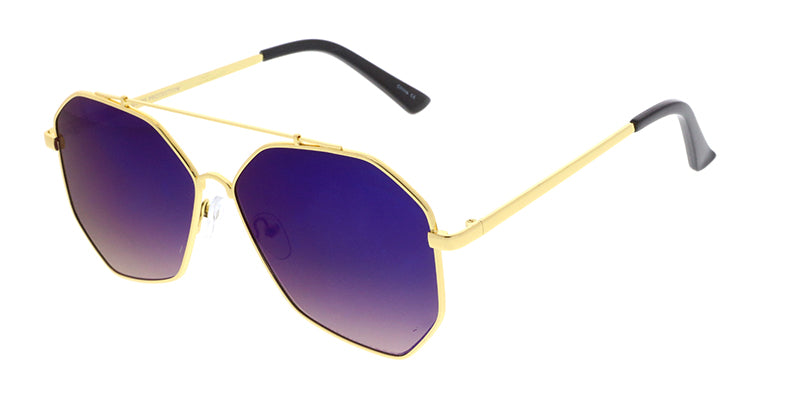 4511RV Unisex Metal Large Geometric Aviator w/ Color Mirror  display picture 1