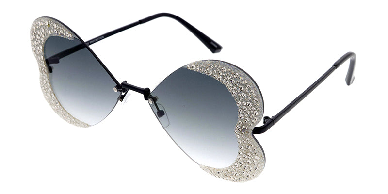 Metal Frame Oversized Butterfly Sunglasses with Rhinestones 5114RH Women main image 3