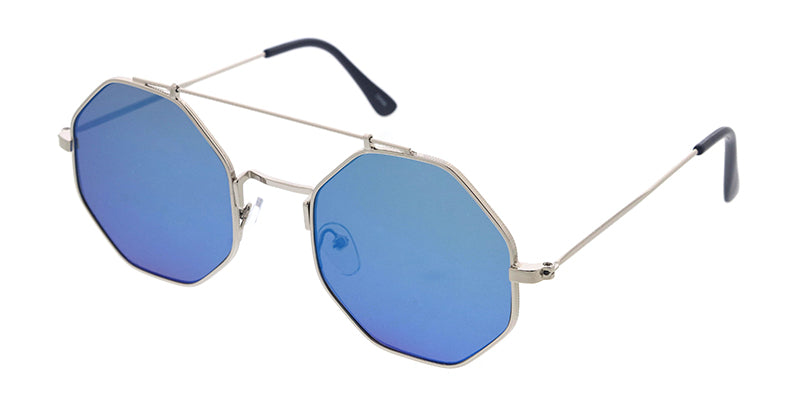 thumbnail image 2 of Men's Octagon Retro Sunglasses – Multicolor Lens, Metal Rim, UV400 – Groovy Hippie Style 2 of 2