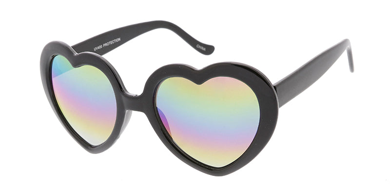 Colorful Oversize Heart Sunglasses for Women - Rainbow Lenses Cute Womens Heart Shape Rainbow Lens Sunglasses - zeroUV main image 2