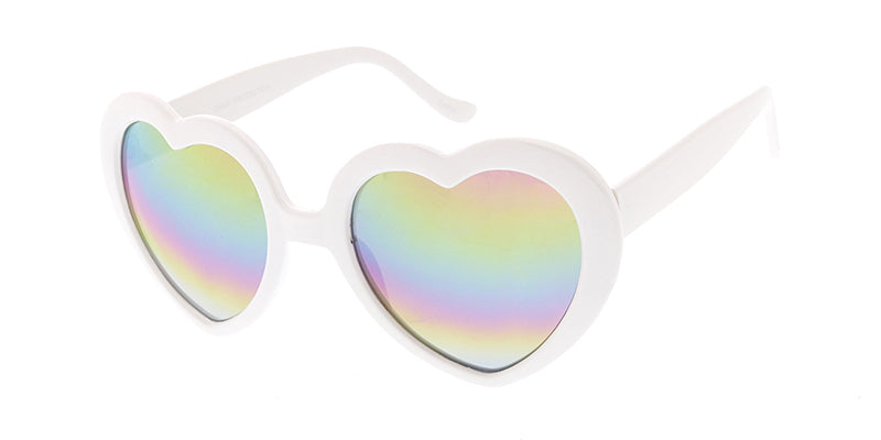 6219RV Women's Plastic Large Heart Frame w/ Rainbow Mirror Lens