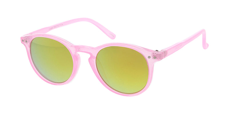 K6613RV Kids Plastic Retro Round Hipster Frame w Color Mirror Lens