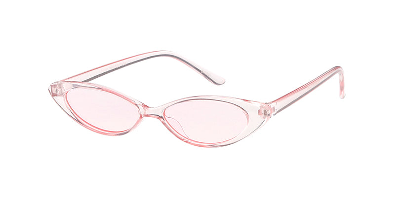 K6634CRY/COL Kids' Plastic Small Thin Oval Cat Eye Monochromatic