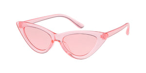 K6636CRY/COL Kids' Plastic Cat Eye Monochromatic Crystal Color Frame w/ Color Lens