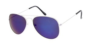 3594WHT/RV Unisex Metal Large Aviator White Frame w/ Color Mirror Lens