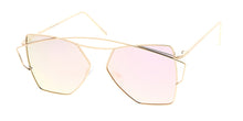 4363RV Women's Metal Large Double Wire Geometrical Aviator Frame w/ Color Mirror Lens