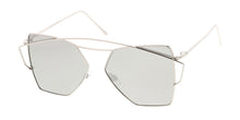 4363RV Women's Metal Large Double Wire Geometrical Aviator Frame w/ Color Mirror Lens