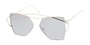4363RV Women's Metal Large Double Wire Geometrical Aviator Frame w/ Color Mirror Lens