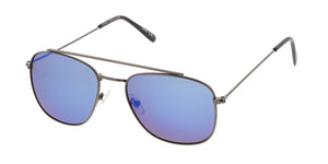 4373REV Unisex Metal Small Square Aviator w/ Spectrum Color Mirror Lens
