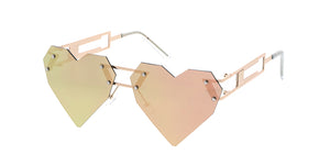 4543PNK/REV Women's Metal Medium Rimless Heart Shape Frame w/ Spectrum Pink Color Lens