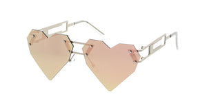 4543PNK/REV Women's Metal Medium Rimless Heart Shape Frame w/ Spectrum Pink Color Lens