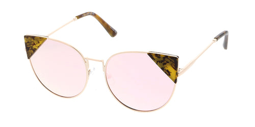4547RV Women's Metal Large Cat Eye Wingtip Frame w/ Color Mirror Lens