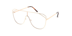 4574CLR Women's Metal Large Rectangular Shield w/ Clear Lens