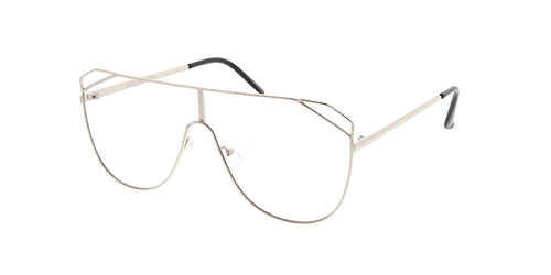 4574CLR Women's Metal Large Rectangular Shield w/ Clear Lens
