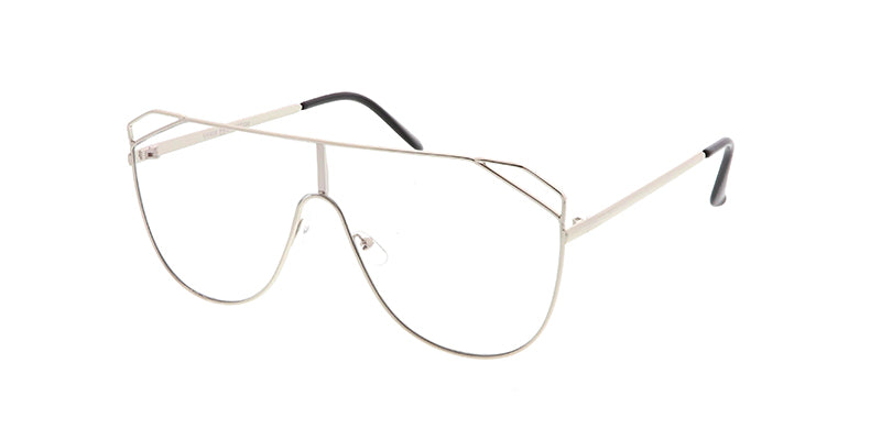 4574CLR Women's Metal Large Rectangular Shield w/ Clear Lens