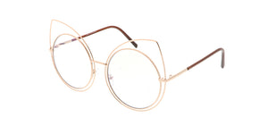 4611CLR Unisex Metal Double Wire Cat Eye Frame  w/ Clear Lens
