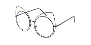 4611CLR Unisex Metal Double Wire Cat Eye Frame  w/ Clear Lens