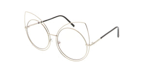 4611CLR Unisex Metal Double Wire Cat Eye Frame  w/ Clear Lens