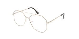 4619CLR Unisex Metal Standard Geometrical Aviator w/ Clear Lens