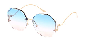 5161 Women's Metal Large Vintage Inspired Round Frame w/ Diamond Cut Lens