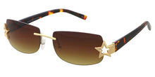 5238 Women's Combo Medium Y2K Inspired Rectangle Rimless Frame w/ Star Accent on Temples