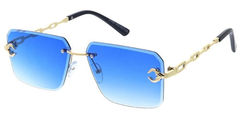 5242 Unisex Metal Medium Rectangular Rimless Frame w/  Diamond Cut Lens & Metal Accent