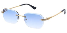 5243RH Unisex Metal Medium Rectangular Rimless Frame w/ Diamond Cut Lens & Rhinestone Accent