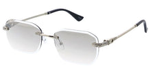 5243RH Unisex Metal Medium Rectangular Rimless Frame w/ Diamond Cut Lens & Rhinestone Accent