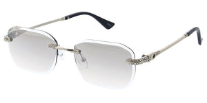 5243RH Unisex Metal Medium Rectangular Rimless Frame w/ Diamond Cut Lens & Rhinestone Accent