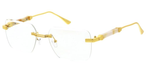 5304CLR Unisex Metal Small Vintage Inspired Square Rimless Frame w/ Clear Lens