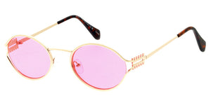 5374COL Unisex Metal Medium Vintage Inspired Oval Frame w/ Color Lens