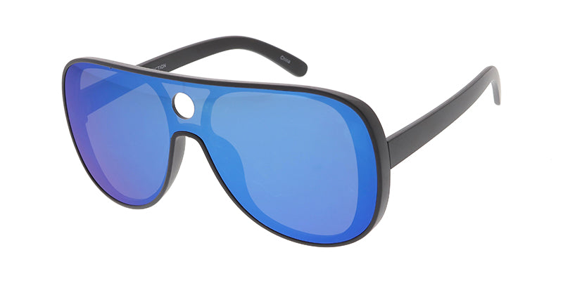 7413RV Plastic Large Shield Aviator Frame w/ Color Mirror Lens