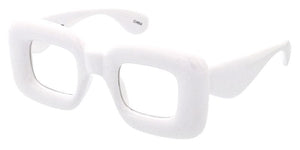 80554CLR Unisex Plastic Large Puffy Square Frame w/ Clear Lens