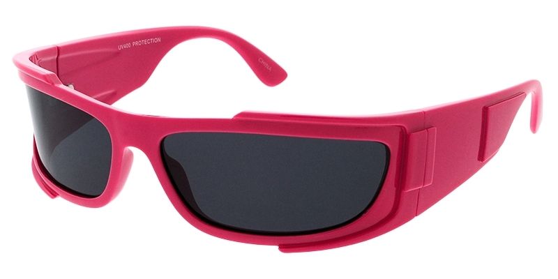 80637 Women's Plastic Large Rectangular Futuristic Wrap Frame