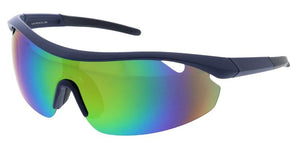 80648ME/RV Men's Large Plastic Sports Wrap Half Frame w/ Color Mirror Lens