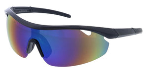 80648ME/RV Men's Large Plastic Sports Wrap Half Frame w/ Color Mirror Lens