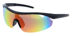 80648ME/RV Men's Large Plastic Sports Wrap Half Frame w/ Color Mirror Lens