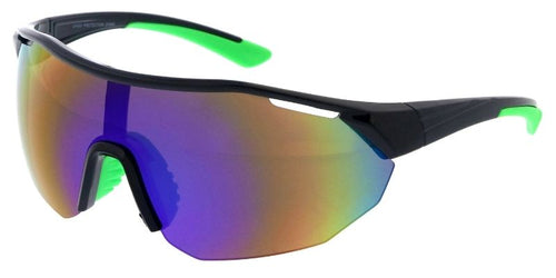 80650ME/RV Men's Plastic Large Sports Shield w/ Color Mirror Lens
