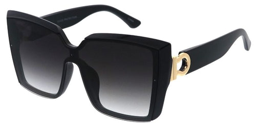 80661 Women's Plastic Large Square Diamond Cut Edge Frame w/ Metal Temple Accent