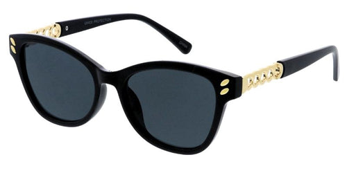 80681 Women's Plastic Large Square Vintage Inspired  Frame w/ Metal Temple Accent