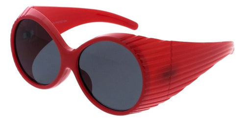 80699 Unisex Plastic Large Wrap Around Futuristic Round Ribbed Frame