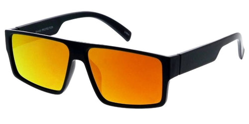 80770ME/RV Men's Plastic Casual Medium Rectangular Flat Top Frame w/ Color Mirror Lens