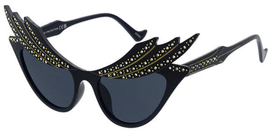 80886RH Women's Plastic Medium Feathered Cat Eye Frame w/ Rhinestones