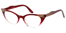 80958RH/CLR Women's Medium Plastic  Vintage Inspired Cat Eye Rhinestones w/ Clear Lens