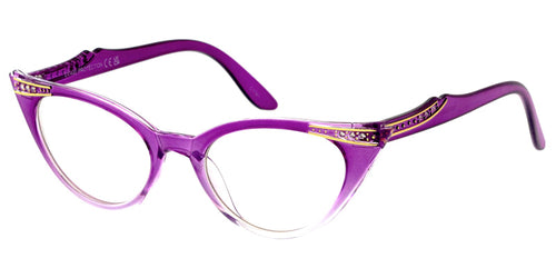 80958RH/CLR Women's Medium Plastic  Vintage Inspired Cat Eye Rhinestones w/ Clear Lens