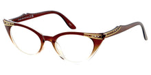 80958RH/CLR Women's Medium Plastic  Vintage Inspired Cat Eye Rhinestones w/ Clear Lens