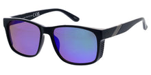 80967ME/RV Men's Plastic Large Rectangular Frame w/ Metal Accent on Temple  and  Color Mirror Lens