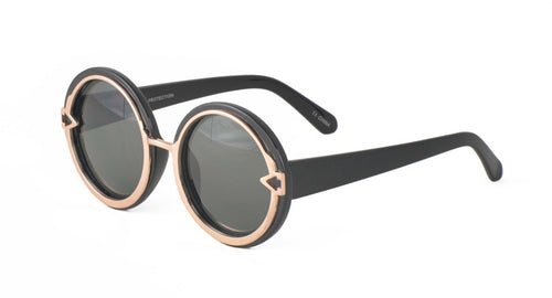 9786 Women's Plastic Large Chunky Circle Frame w/ Metal Accents
