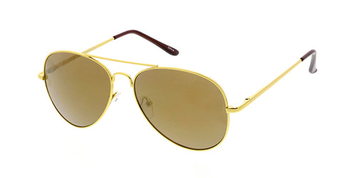 3065MIR/MH Standard Unisex Gold Metal Aviator Spring Temples w/ Gold Mirror Lens