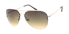 3396MH Women's Metal Large Rimless Half Frame Aviator w/ Two Tone Lens